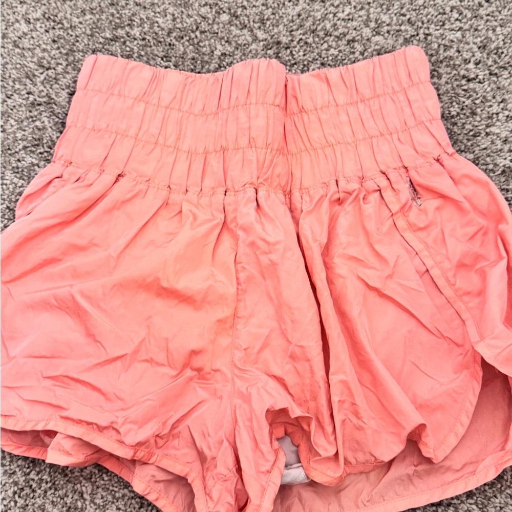 High Waist Pink Flowy Shorts with Ruffled Hem